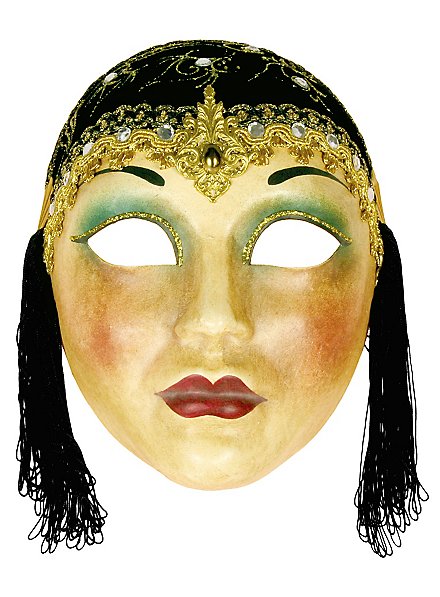 Volto Anni 30 capp nero - Venetian Mask