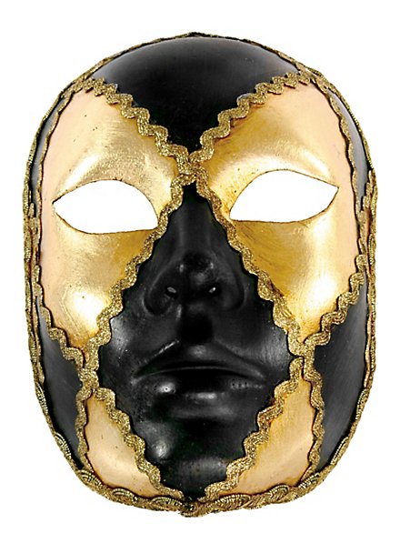Volto scacchi oro cuoio - Venezianische Maske