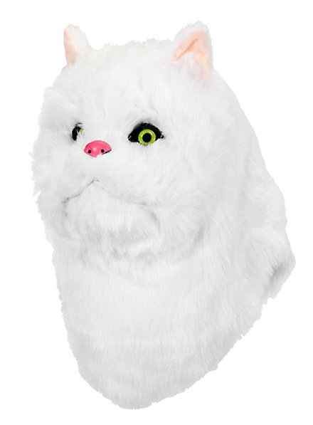 White cat mask with movable mouth