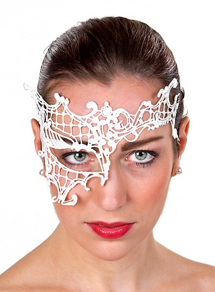 White lace mask asymmetrical