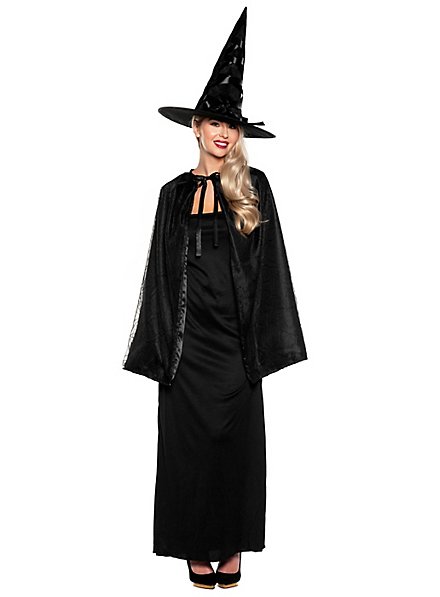 Witch hat & cape set black