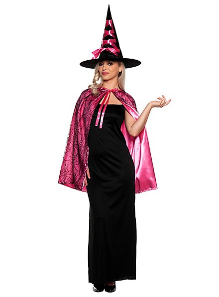 Witch hat & cape set pink
