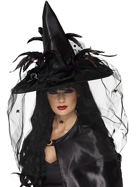 witch hat with black feathers