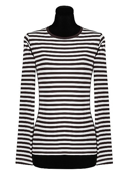 Women's striped shirt long sleeve black and white - suitable for everyday wear