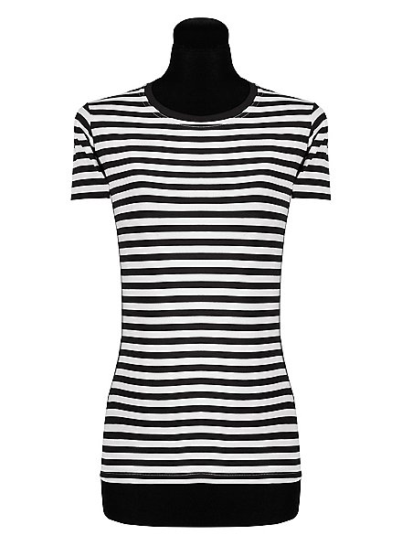 Women's striped shirt short sleeve black and white - suitable for everyday wear