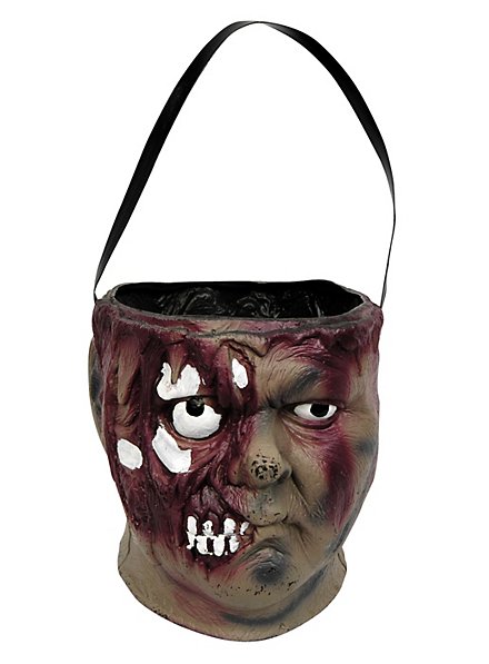Zombie Head Treat Bucket Halloween Decoration