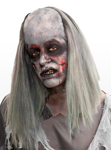 Zombie Opa Perücke mit Kunststoffstirn