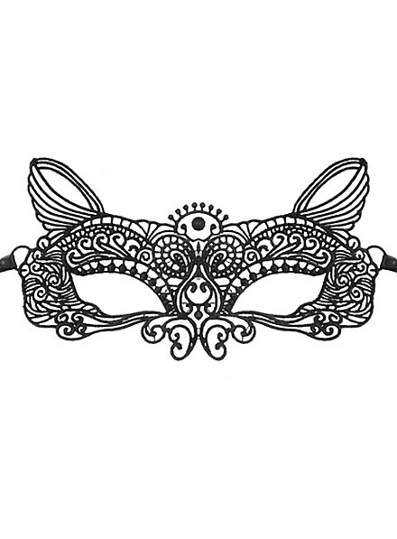 Zwart kanten kattenmasker