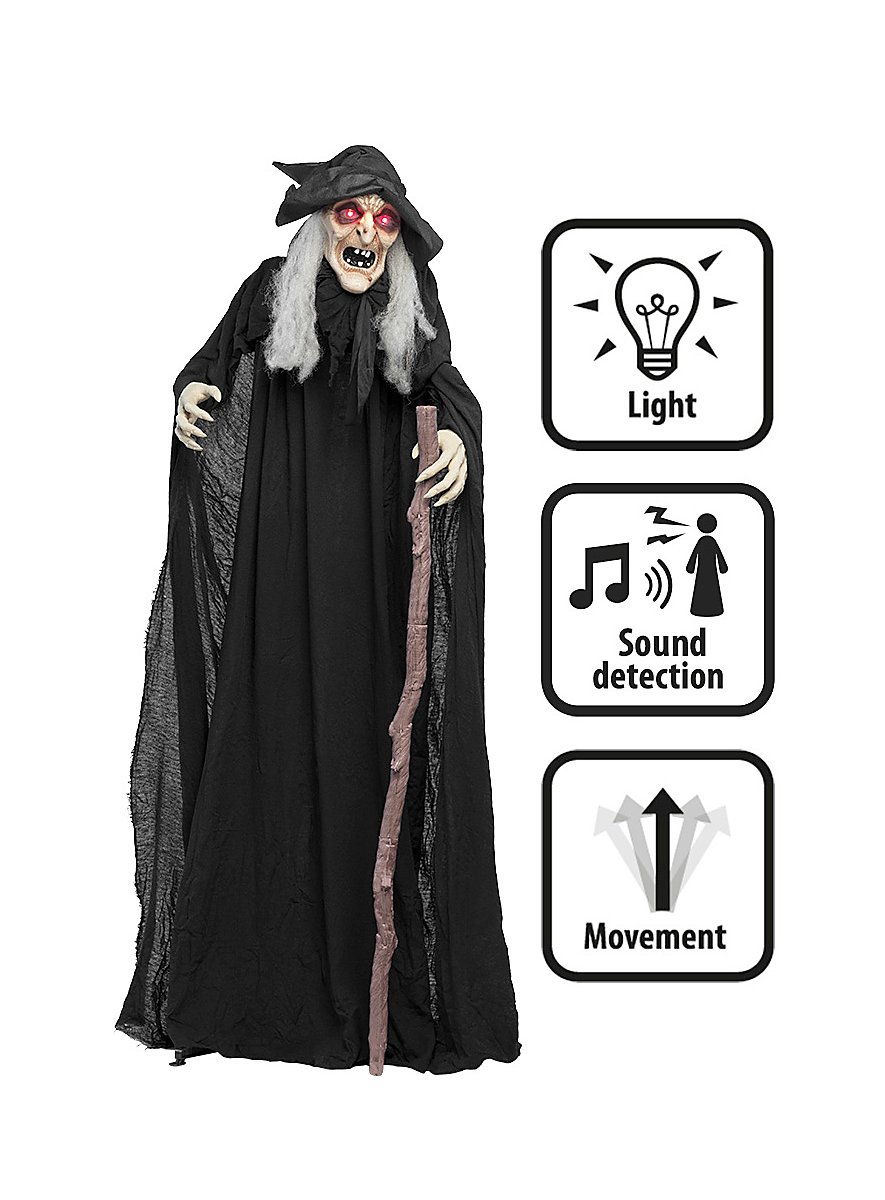 Animated Scary Witch Halloween Decoration with Lights and Movements