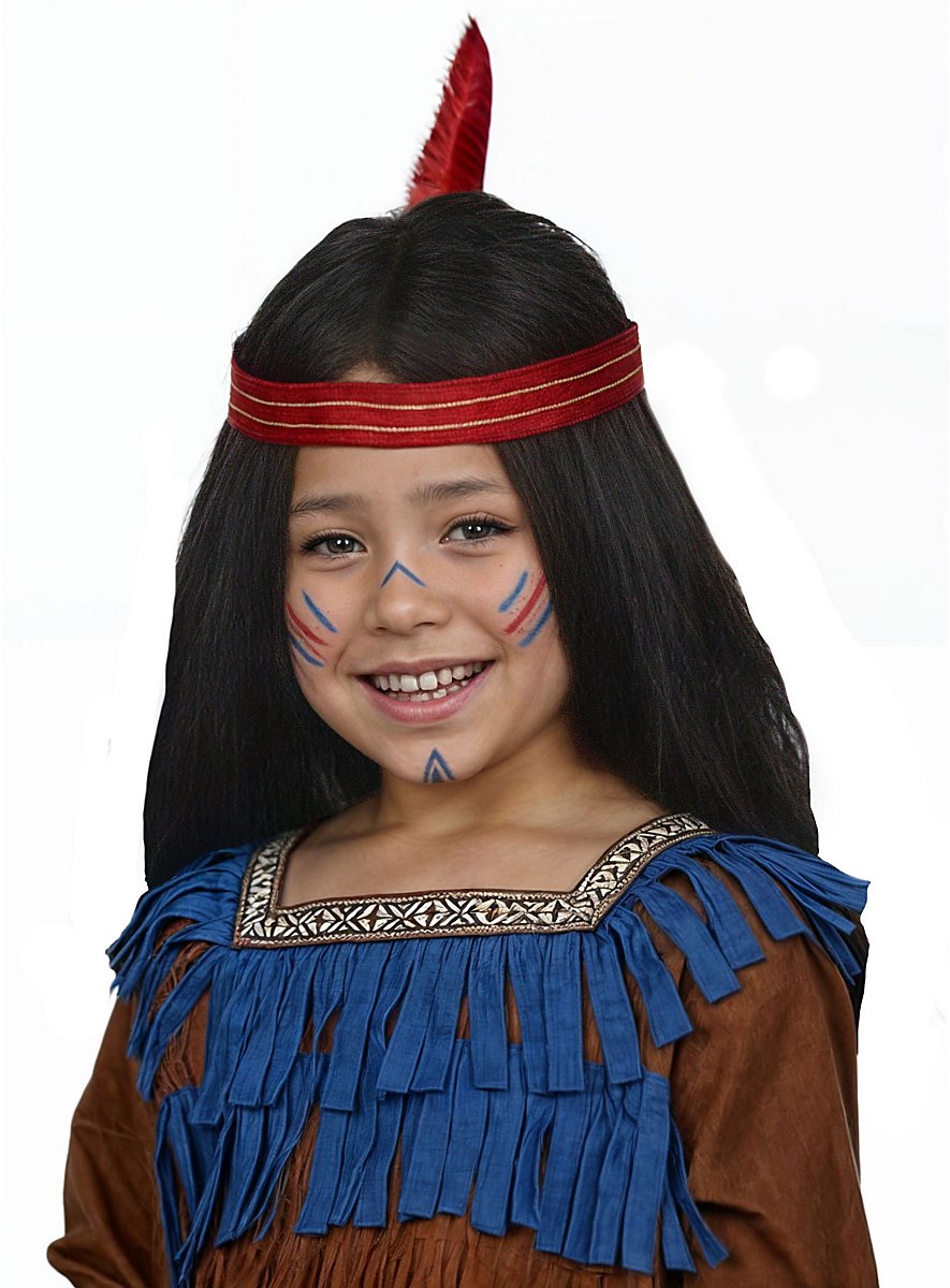 Black long-haired wig with centre parting for children - maskworld.com