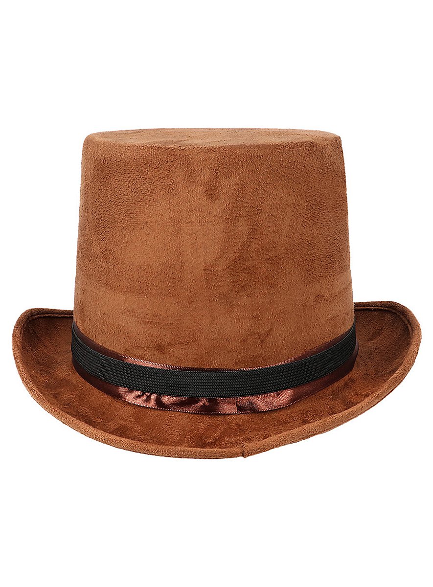 Brown top hat with glasses - maskworld.com