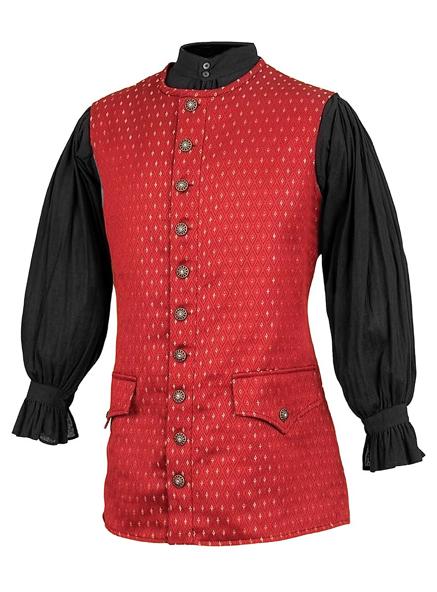 Chaleco Reversible Gótico Pirata – Camiseta De Tirantes Renacentista Para Disfraz Medieval, Ajuste Con Cordón (XXL, Negro/Rojo)