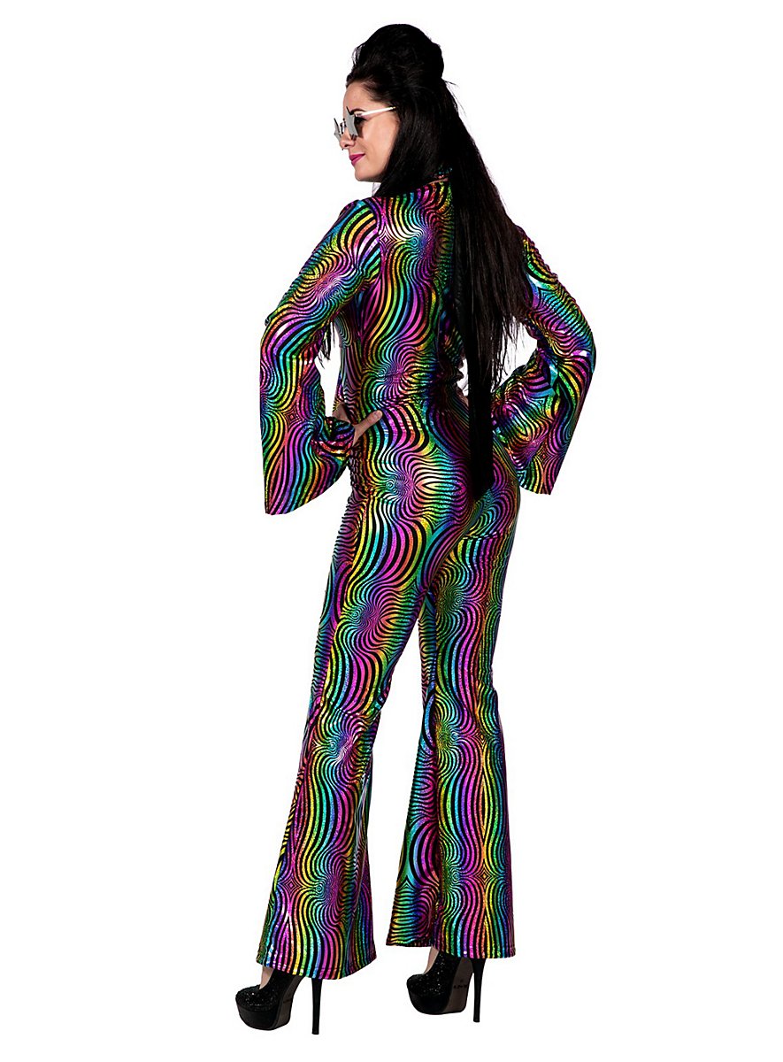 Costume disco brillante argento per donna
