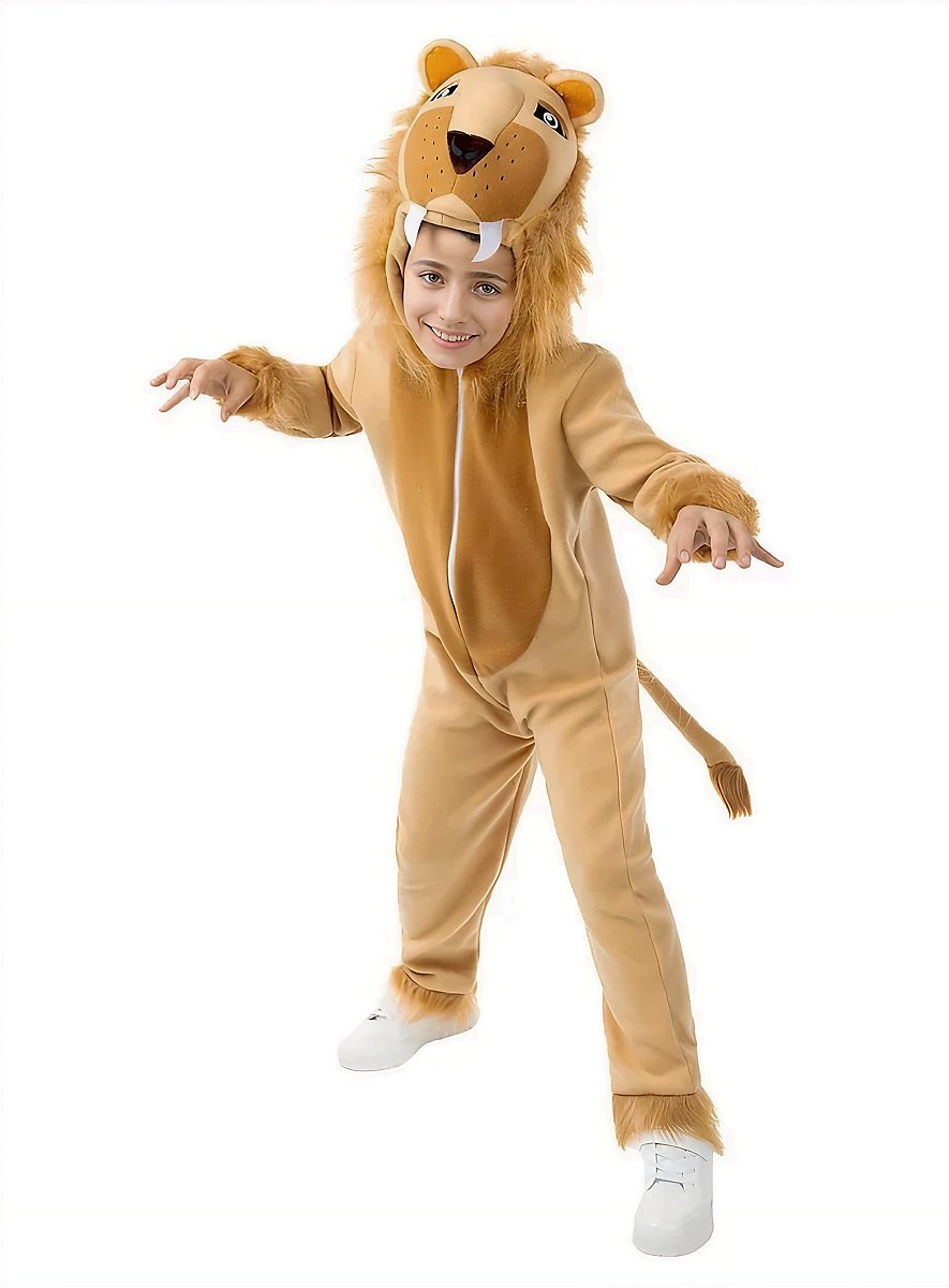 Costume Da Leone Per Bambini - Tuta Intera Con Cappuccio E Coda, Morbido In Poliestere - Ideale Per Carnevale, Halloween, Recite Scolastiche, Festa A Tema Giungla (Taglie 3-13 Anni)