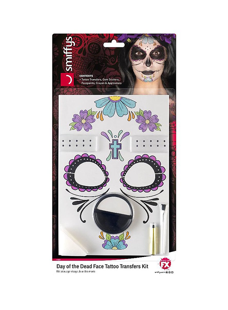 Dia de los Muertos make-up set black-purple - maskworld.com