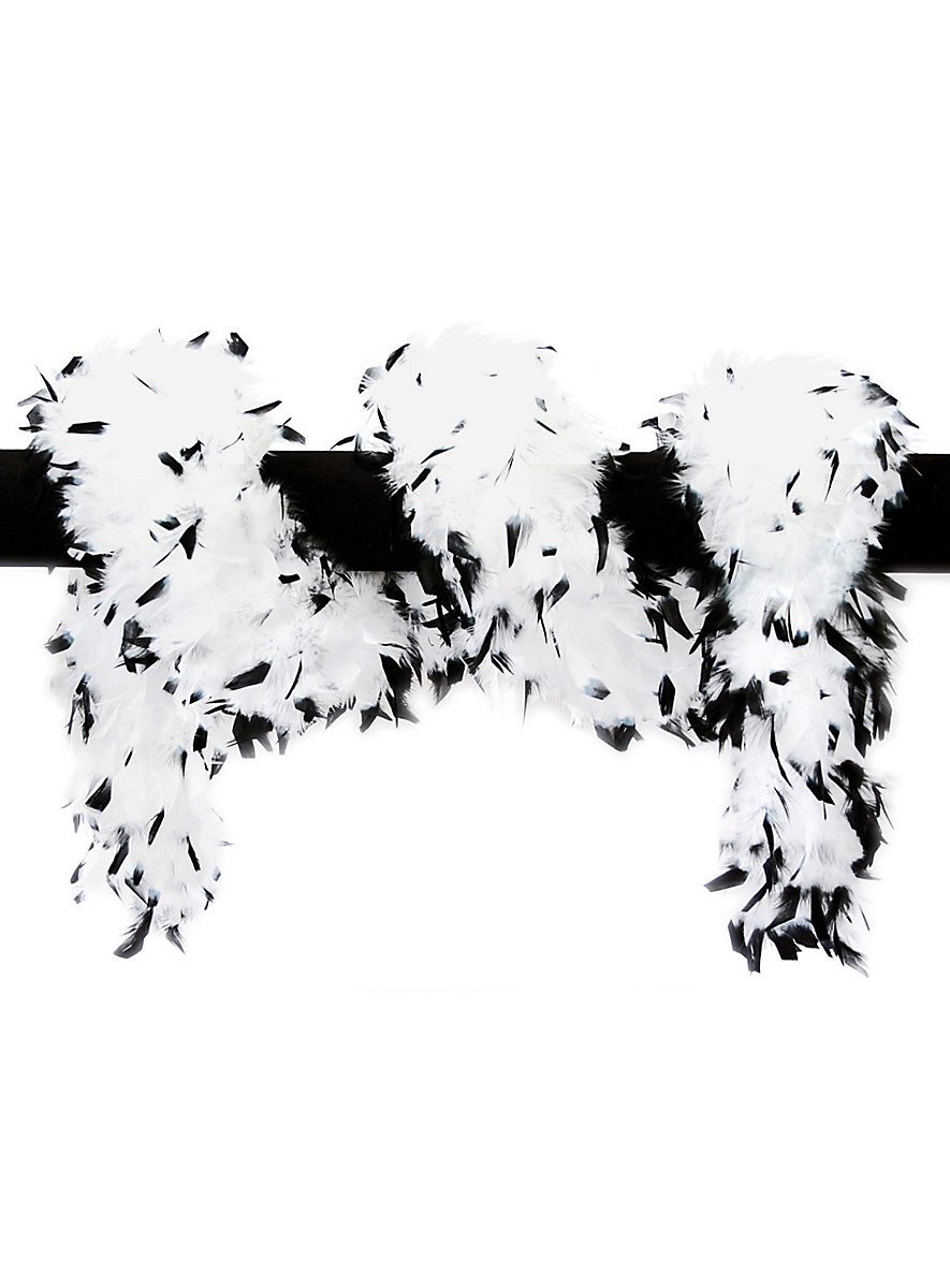Feather boa deluxe black and white