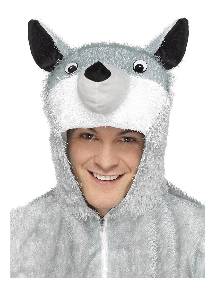 Fluffy Wolf Hooded Jumpsuit Costume - maskworld.com