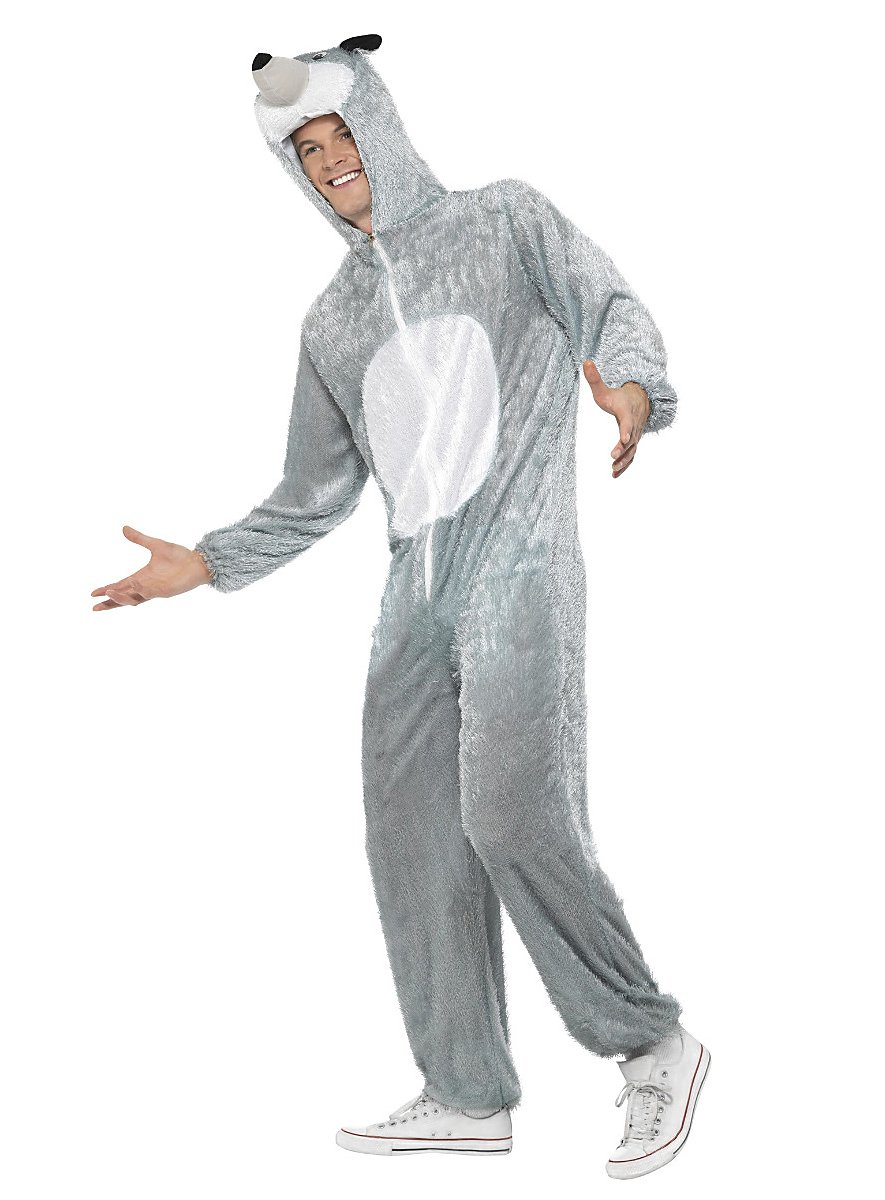 Fluffy Wolf Hooded Jumpsuit Costume - maskworld.com