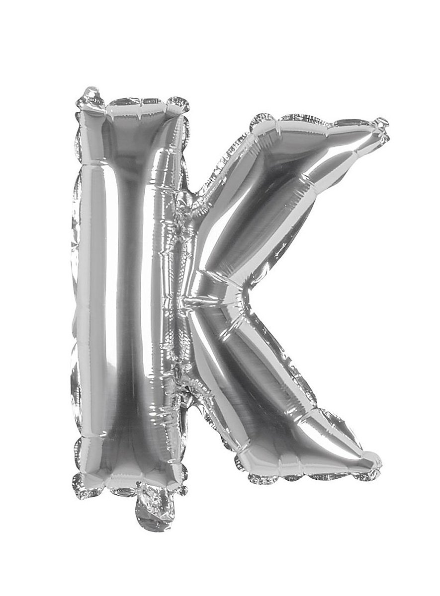 Foil balloon letter K silver 36 cm