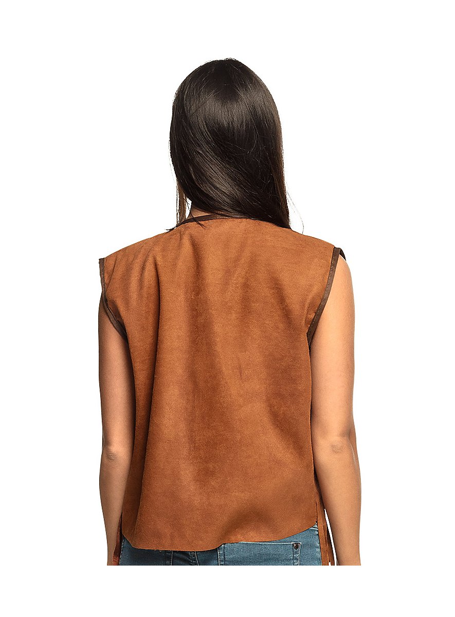 Gilet Cowboy Con Frange - Finta Pelle Scamosciata Uomo Stile Western Hippie