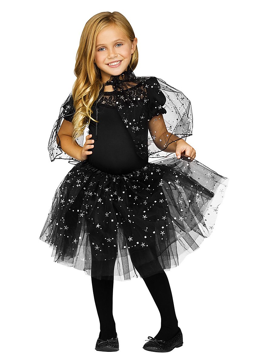 Glitter cape & tutu for kids black - maskworld.com