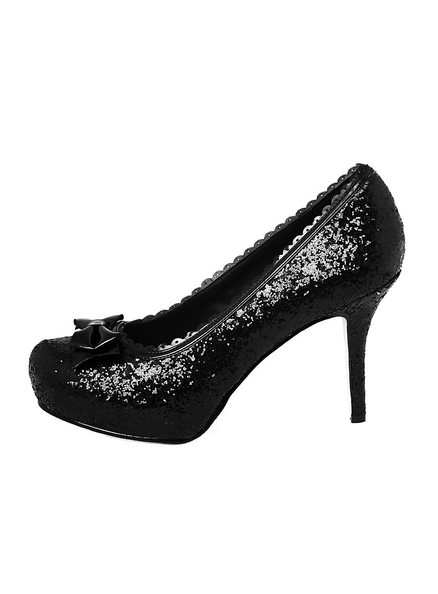black high heels with glitter