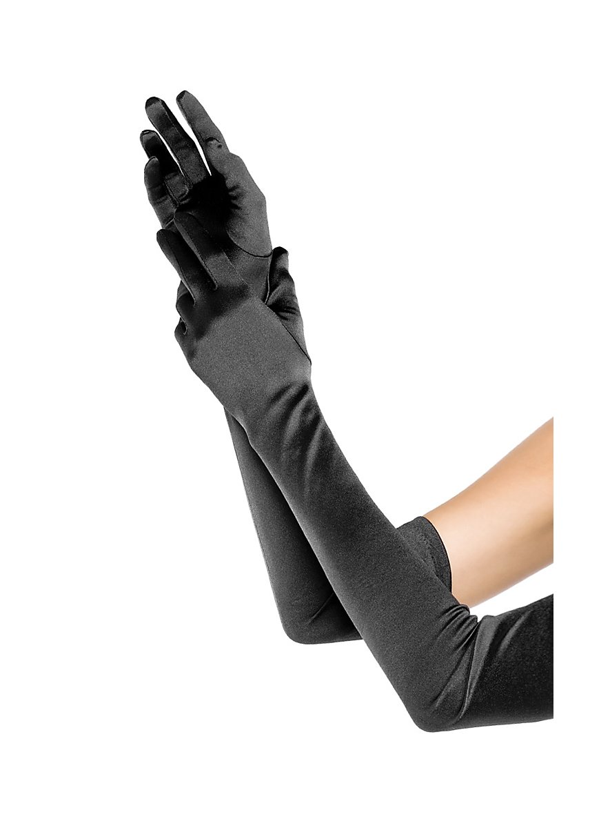 Guanti Lunghi In Raso Nero - 54 Cm, Poliestere - Per Serate, Matrimoni, Costumi Anni '20 - Foto 7