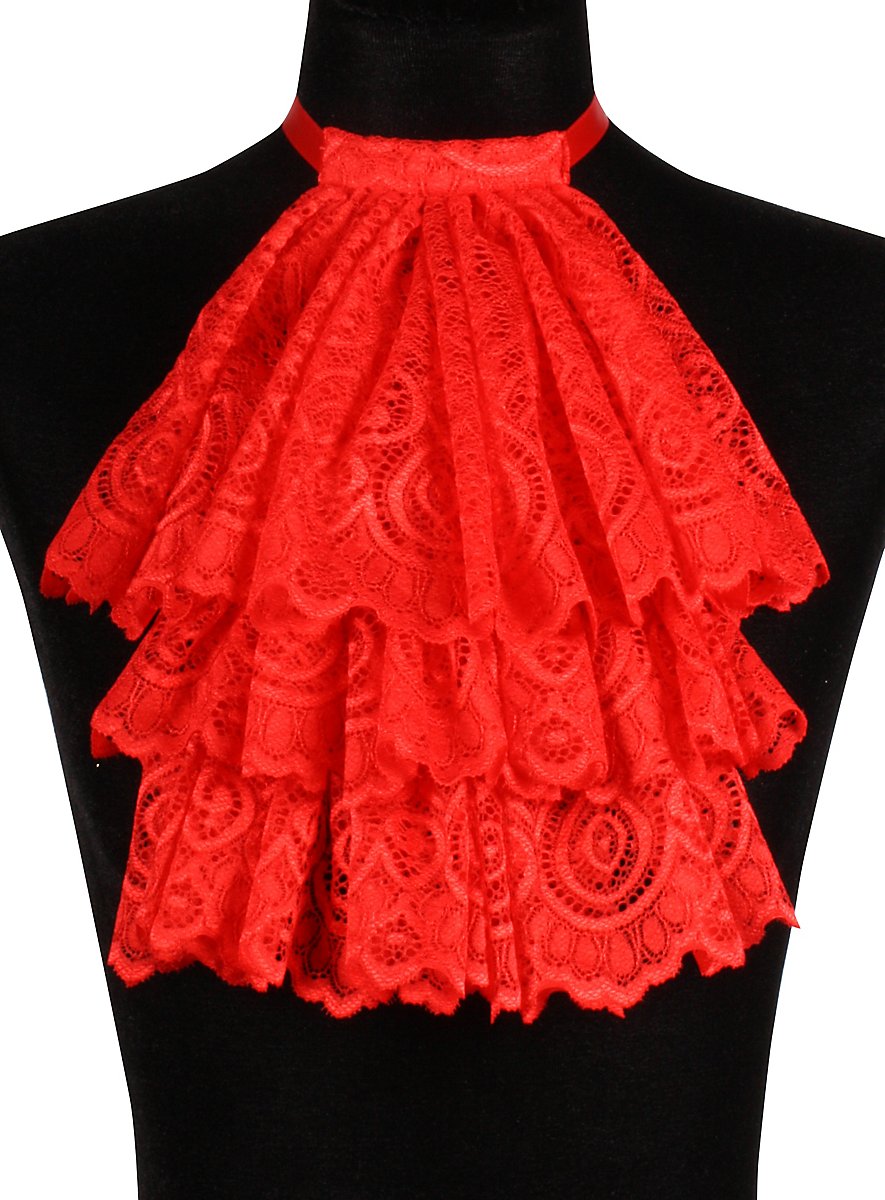 Jabot de dentelle rouge