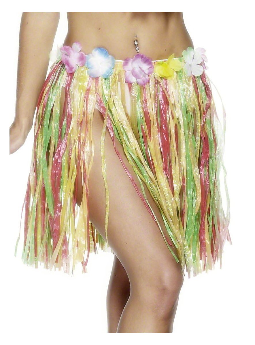Kurzer Hula-Rock Hawaii-Kostüm – In Rot, Aus Polyester, Mit Pull-On-Verschluss