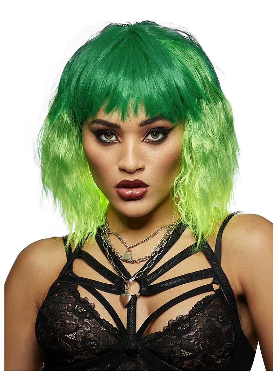 Manic Panic Perücke - grün, halblang, fransig - maskworld.com