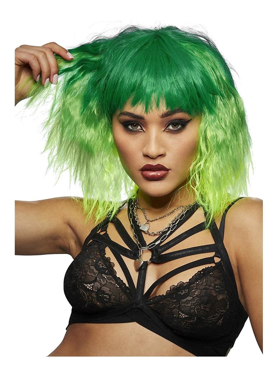 Manic Panic Perücke - grün, halblang, fransig - maskworld.com
