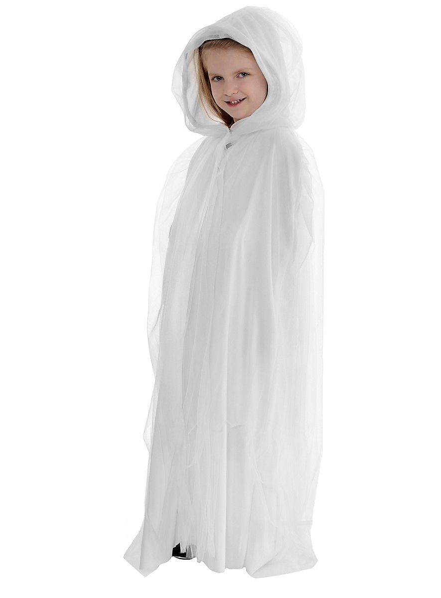HEONSATI Mantello Fantasma per Bambini Costume di Halloween Fantasma Bianco con Cappuccio Completini Ghost Bimbi Costume da Mantello Carnevale per Halloween, Trick or Treat, Cosplay e Carnevale
