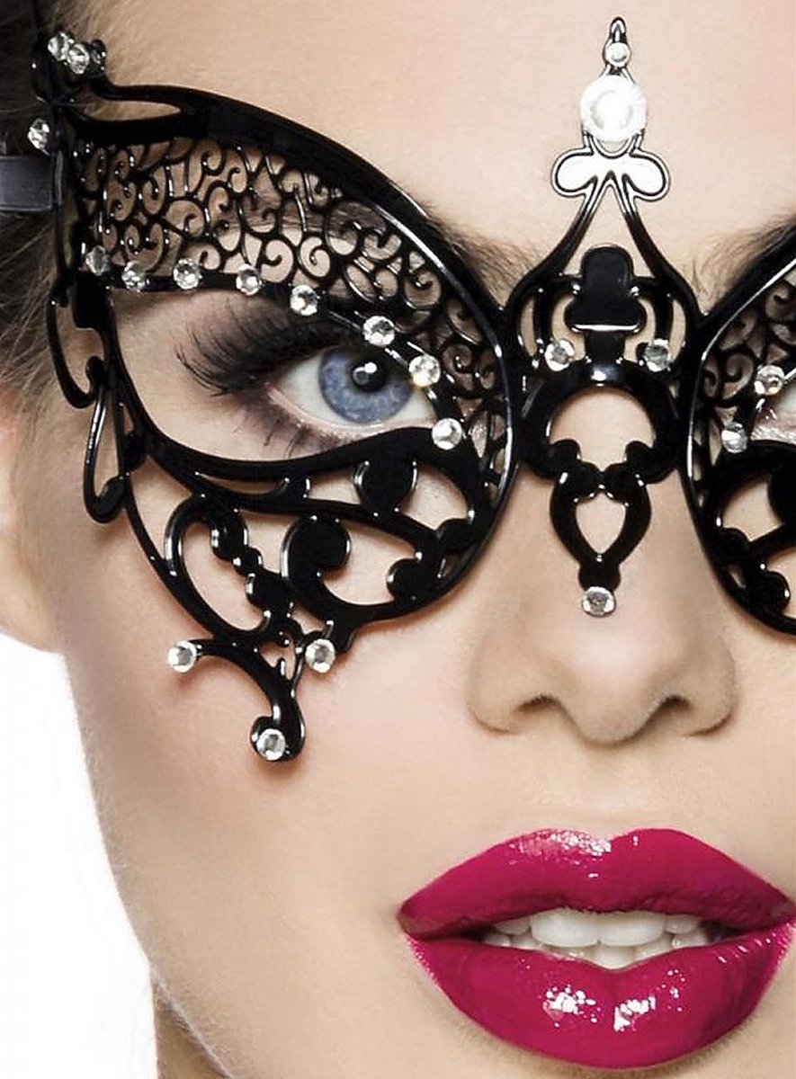 Nero Metallo Filigrana Veneziano Maschera Elise Maschera Ballo IN - Foto 4