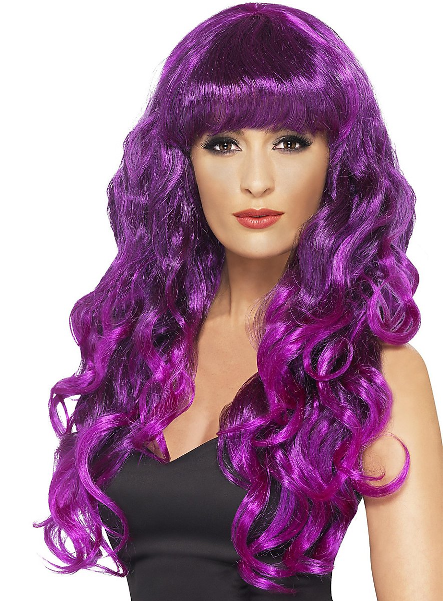 Mermaid curly wig purple - maskworld.com