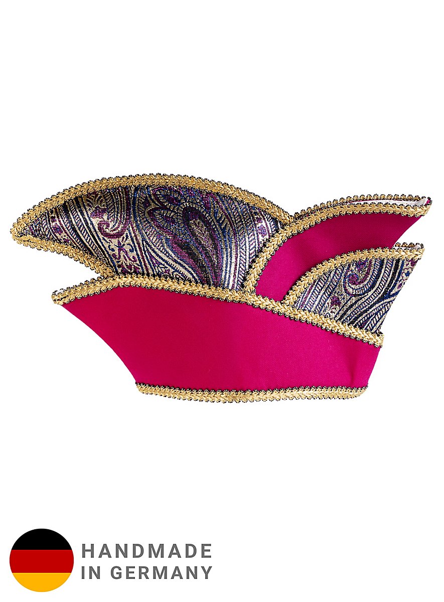 Mini cap pink with brocade insert and gold trim - maskworld.com