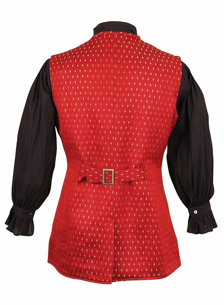 Piratenvest in fluweellook - James Hook, rood - maskworld.com