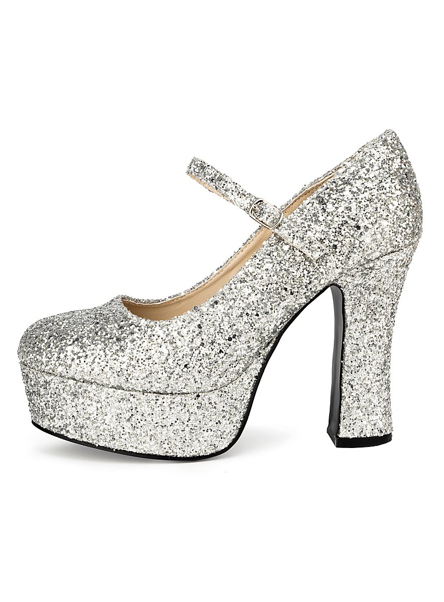 Platform shoes glitter-silver - maskworld.com