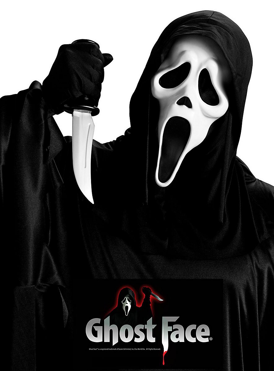 Herenear Scream Costume Adulti, Unisex Halloween, Ghostface Costume con Scream Maschera, Guanti Fosforescenti, Falce, Catene, Festa di Carnevale per Donna Uomo