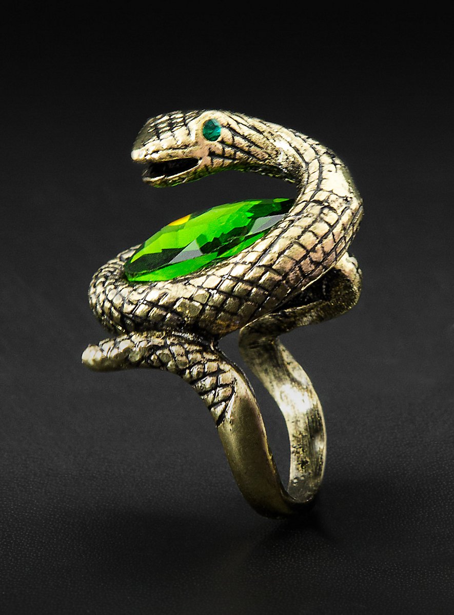 Snake Ring with Green Rhinestone - maskworld.com