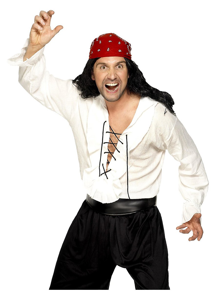 Long Sleeve Rayon Pirate Shirt - White