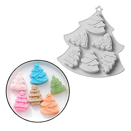 Christmas trees silicone mould for ice cubes and for baking 6-grid