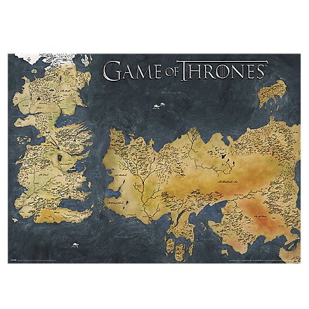 Game of Thrones - Poster Westeros und Essos Antike Karte im Metallic Look