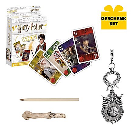 Harry Potter - Geschenk-Set aus Spielkarten, Zauberstab und Schlüsselanhänger