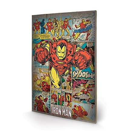 Iron Man - Holz-Print Retro