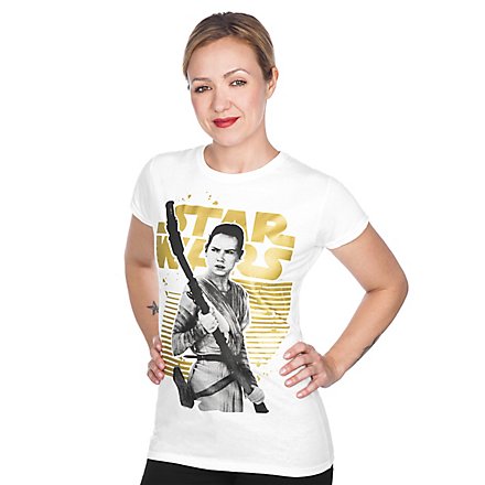 Star Wars - Girlie Shirt Rey Gold Logo