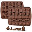 Halloween silicone moulds set mini skulls, pumpkins, Halloween characters for chocolates and gummy bears 3 pcs.