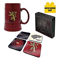 Game of Thrones - Gift set of House Lannister beer mug & 4 coasters