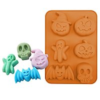 Halloween Figuren Silikonform für Eiswürfel und zum Backen 6-fach