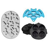 Halloween silicone moulds set crosses, brains, bats for baking, for chocolates and ice cubes 3 pcs.
