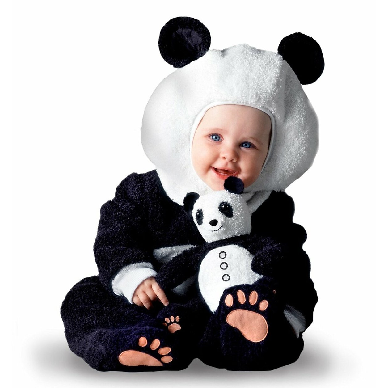 Panda Babykostüm | Halloween Kostüm für Kinder | Größe: 80-86 | Farbe: Schwarz